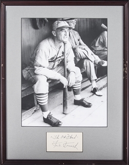 Frank Frisch Signed & "The Old Flash" Inscribed Cut With Photo In 16x23 Framed Display (Beckett)